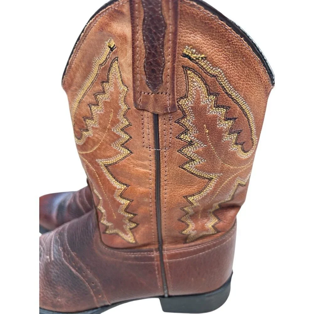 Old West Tan Youth Rust Toe Cowboy Boots 5.5 Boys